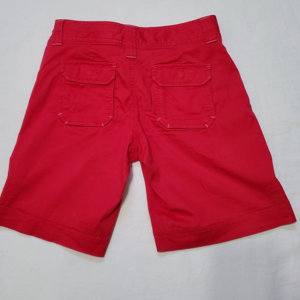 Athleta Coastal Cargo Roll Tab Shorts Red Cotton Blend Size 0 - Picture 6 of 10
